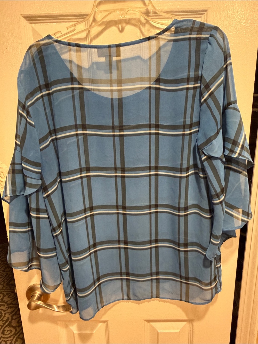 Style & Co. Blue Plaid Scoop Neck Tunic - Picture 3 of 3